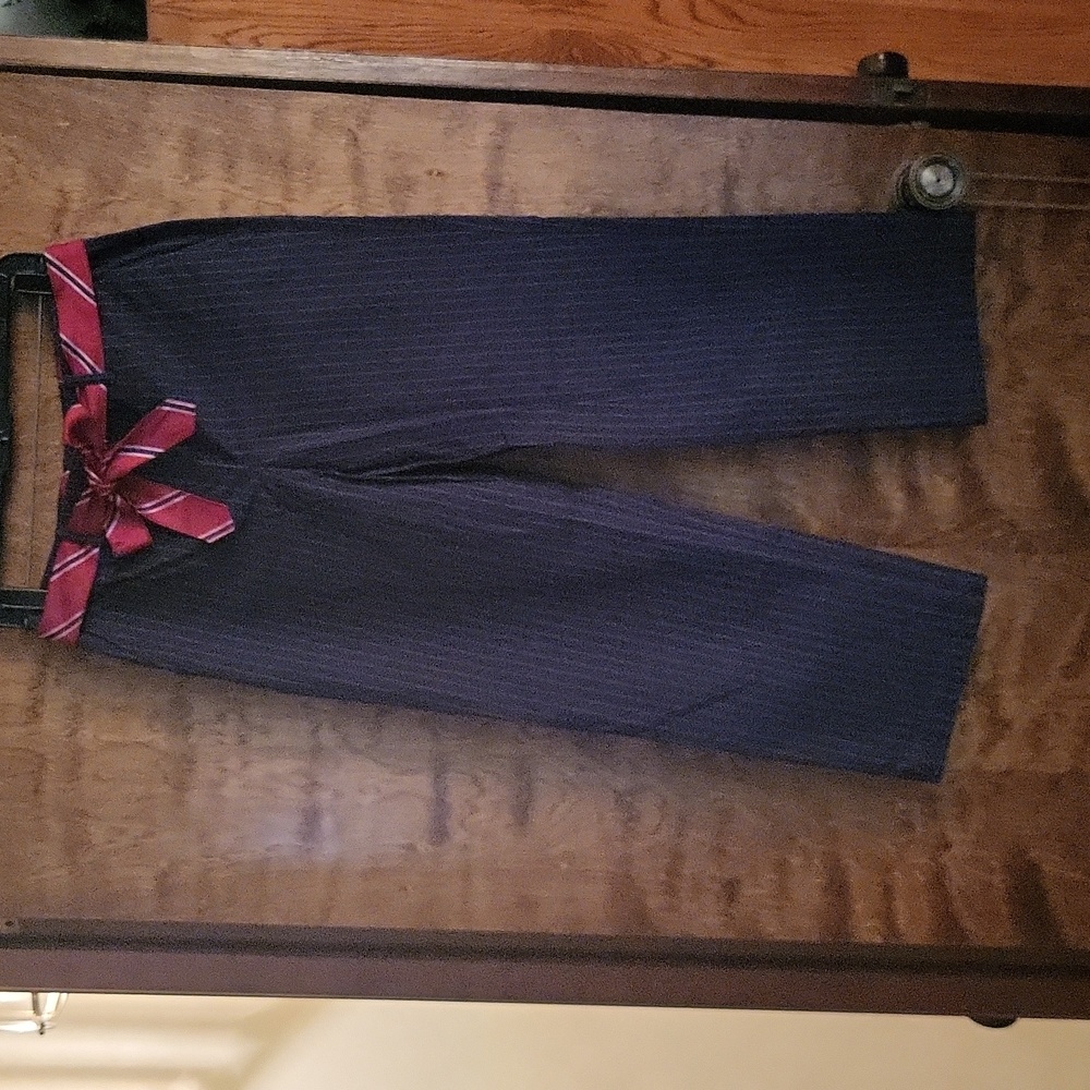 Talbots pinstriped pants tie belt 6